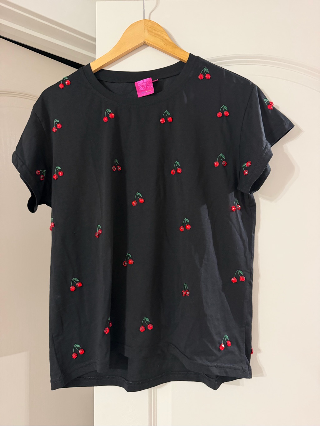 Queen Of Sparkles Black Cherry Embroidered Tee